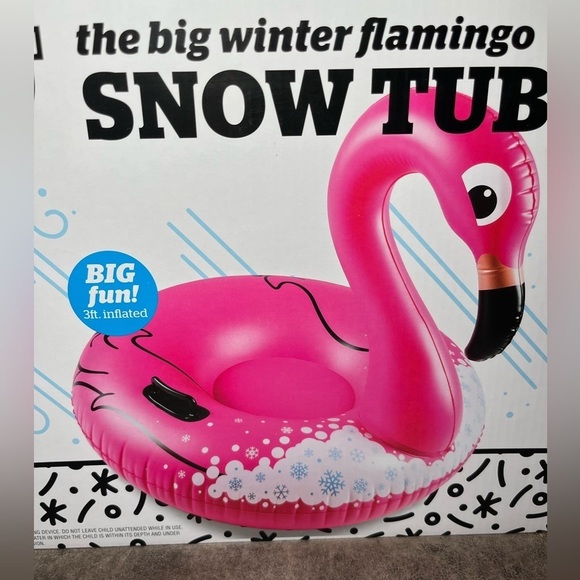 Big Mouth Inc. the big winter flamingo snow tube New - Picture 2 of 6
